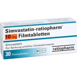 Abbildung: Simvastatin ratiopharm 10 mg Filmtabletten 30 St, Filmtabletten PZN 03508578