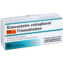 Abbildung: Simvastatin ratiopharm 10 mg Filmtabletten 50 St, Filmtabletten PZN 03508584
