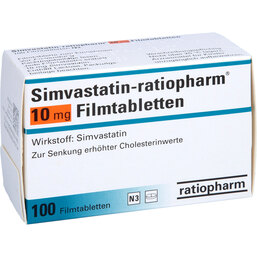 Abbildung: Simvastatin ratiopharm 10 mg Filmtabletten 100 St, Filmtabletten PZN 03508590