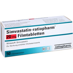 Abbildung: Simvastatin ratiopharm 20 mg Filmtabletten 50 St, Filmtabletten PZN 03508644