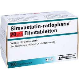 Abbildung: Simvastatin ratiopharm 20 mg Filmtabletten 100 St, Filmtabletten PZN 03508650