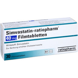 Abbildung: Simvastatin ratiopharm 40 mg Filmtabletten 30 St, Filmtabletten PZN 03508667