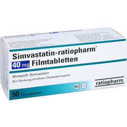 Abbildung: Simvastatin ratiopharm 40 mg Filmtabletten 50 St, Filmtabletten PZN 03508704