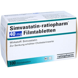 Abbildung: Simvastatin ratiopharm 40 mg Filmtabletten 100 St, Filmtabletten PZN 03508710
