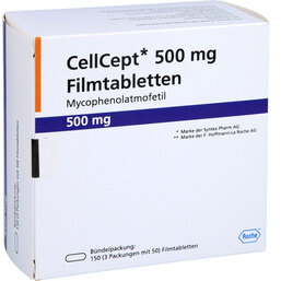Abbildung: Cellcept 500 mg Filmtabletten 150 St, Filmtabletten PZN 03516885