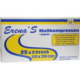Abbildung: Erena Steril Mullkompresse 10x20 25X2 St, Kompressen PZN 03520527