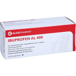 Abbildung: Ibuprofen AL 400 Filmtabletten 50 St, Filmtabletten PZN 03530951