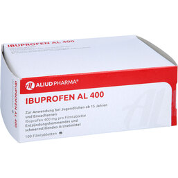Abbildung: Ibuprofen AL 400 Filmtabletten 100 St, Filmtabletten PZN 03530968