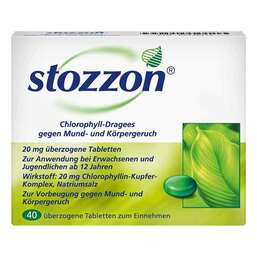 Abbildung: Stozzon Chlorophyll überzogene Tabletten Überzogene Tabletten, 40 St PZN 03538355