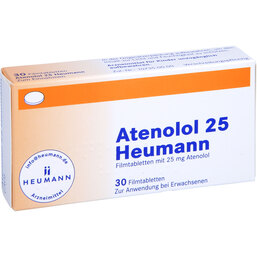 Abbildung: Atenolol 25 Heumann Filmtabletten 30 St, Filmtabletten PZN 03540576