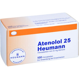 Abbildung: Atenolol 25 Heumann Filmtabletten 100 St, Filmtabletten PZN 03540599
