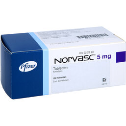Abbildung: Norvasc 5 mg Tabletten 100 St, Tabletten PZN 03553805