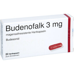 Abbildung: Budenofalk 3 mg Hartkapseln mit magensaftresistent überzogene Pellets 20 St, Magensaftresistente Hartkapseln PZN 03555661