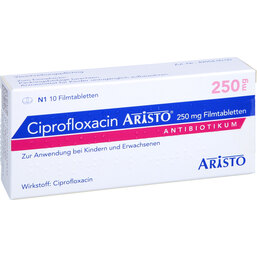 Abbildung: Ciprofloxacin Aristo 250 mg Filmtabletten 10 St, Filmtabletten PZN 03565843