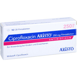 Abbildung: Ciprofloxacin Aristo 250 mg Filmtabletten 20 St, Filmtabletten PZN 03566268