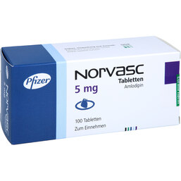 Abbildung: Norvasc 5 mg Tabletten 100 St, Tabletten PZN 03573908