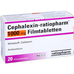 Abbildung: Cephalexin ratiopharm 1000 mg Filmtabletten 20 St, Filmtabletten PZN 03574210