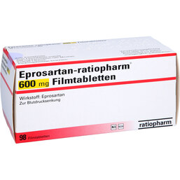 Abbildung: Eprosartan Ratiopharm 600mg Filmtabletten 98 St, Filmtabletten PZN 03574612