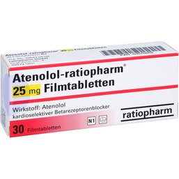 Abbildung: Atenolol ratiopharm 25 mg Filmtabletten 30 St, Filmtabletten PZN 03575882
