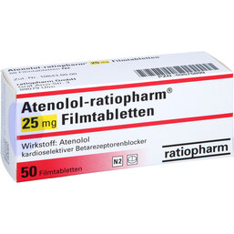 Abbildung: Atenolol ratiopharm 25 mg Filmtabletten 50 St, Filmtabletten PZN 03575899