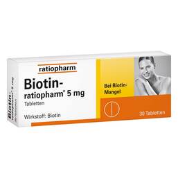 Abbildung: Biotin Ratiopharm 5 mg Tabletten Tabletten, 30 St PZN 03627892