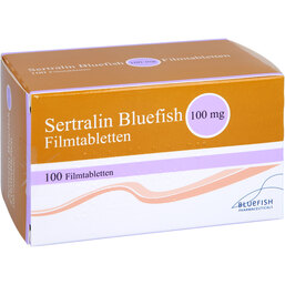Abbildung: Sertralin Bluefish 100 mg Filmtabletten 100 St, Filmtabletten PZN 03628667