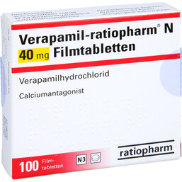 Abbildung: Verapamil ratiopharm N 40 mg Filmtabletten 100 St, Filmtabletten PZN 03634076