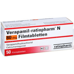 Abbildung: Verapamil ratiopharm N 80 mg Filmtabletten 50 St, Filmtabletten PZN 03634099