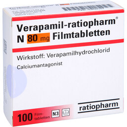 Abbildung: Verapamil ratiopharm N 80 mg Filmtabletten 100 St, Filmtabletten PZN 03634107