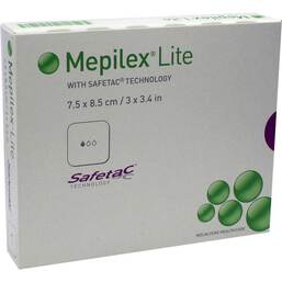 Abbildung: Mepilex Lite Schaumverband 7,5x8,5cm steril 5 St, Verband PZN 03642443