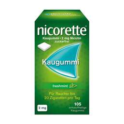 Abbildung: nicorette® Kaugummi freshmint, 2 mg Nikotin Kaugummi, 105 St PZN 03643425