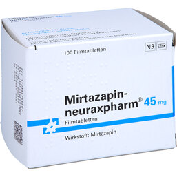 Abbildung: Mirtazapin neuraxpharm 45 mg Filmtabletten 100 St, Filmtabletten PZN 03647446
