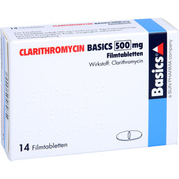 Abbildung: Clarithromycin Basics 500 mg Filmtabletten 14 St, Filmtabletten PZN 03648434