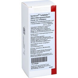 Abbildung: Symbicort Turbohaler 160 / 4,5 µg / Dosis 60 ED 1 St, Inhalationspulver PZN 03652890