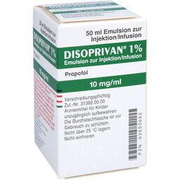 Abbildung: Disoprivan 1% Infusionsflaschen 50 ml, Emulsion PZN 03653062
