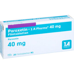 Abbildung: Paroxetin 1A Pharma 40 mg Filmtabletten 20 St, Filmtabletten PZN 03672361