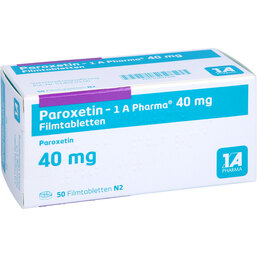 Abbildung: Paroxetin 1A Pharma 40 mg Filmtabletten 50 St, Filmtabletten PZN 03672378