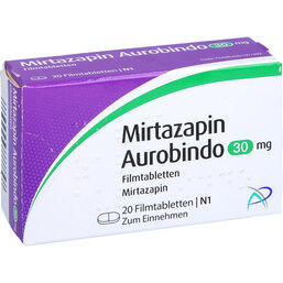 Abbildung: Mirtazapin Aurobindo 30 mg Filmtabletten 20 St, Filmtabletten PZN 03674940