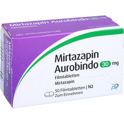 Abbildung: Mirtazapin Aurobindo 30 mg Filmtabletten 50 St, Filmtabletten PZN 03674963