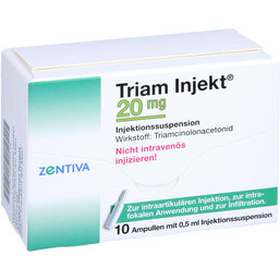 Abbildung: Triam Injekt 20 mg Kristallsuspension in Ampullen 10X0.5 ml, Ampullen PZN 03675419