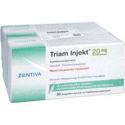 Abbildung: Triam Injekt 20 mg Kristallsuspension in Ampullen 100X0.5 ml, Ampullen PZN 03675425