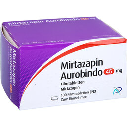 Abbildung: Mirtazapin Aurobindo 45 mg Filmtabletten 100 St, Filmtabletten PZN 03675804