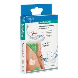 Abbildung: Duschpflaster 10x12 cm Transparentverband steril 5 St, Pflaster PZN 03687061