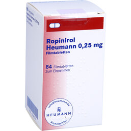 Abbildung: Ropinirol Heumann 0,25 mg Filmtabletten 84 St, Filmtabletten PZN 03688149