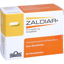 Abbildung: Zaldiar 37,5 mg / 325 mg Filmtabletten 50 St, Filmtabletten PZN 03691849
