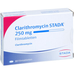 Abbildung: Clarithromycin STADA 250 mg Filmtabletten 10 St, Filmtabletten PZN 03702501