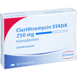 Abbildung: Clarithromycin STADA 250 mg Filmtabletten 20 St, Filmtabletten PZN 03702524