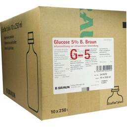 Abbildung: Glucose 5% B.Braun Ecoflac P 10X250 ml, Infusionslösung PZN 03705422