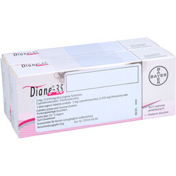 Abbildung: Diane 35 überzogene Tabletten 6X21 St, Überzogene Tabletten PZN 03708521