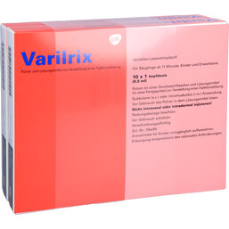 Abbildung: Varilrix Fertigspritze + Trockensubstanz mit Lösungsmittel 10X1 St, Pulver u. Lösungsmittel zur Herstellung einer Injektionslsg. PZN 03709242